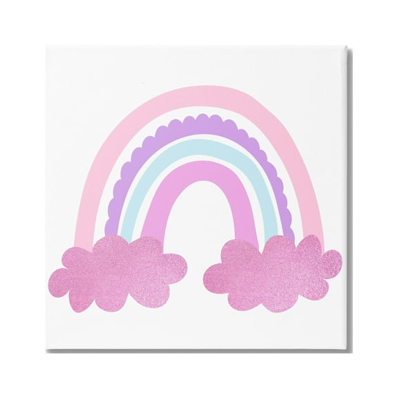 Stupell Industries Pink Rainbow & Clouds Landscape Painting Gallery Wrapped Canvas Art Print Wall Art, 17 x 17