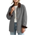 thumbnail image 2 of JOANKDMI Fall Jackets Women Corduroy Lapel Button Down Chore Barn Jacket Lightweight Casual Long Sleeve Winter Outerwear with Pockets, 2 of 9