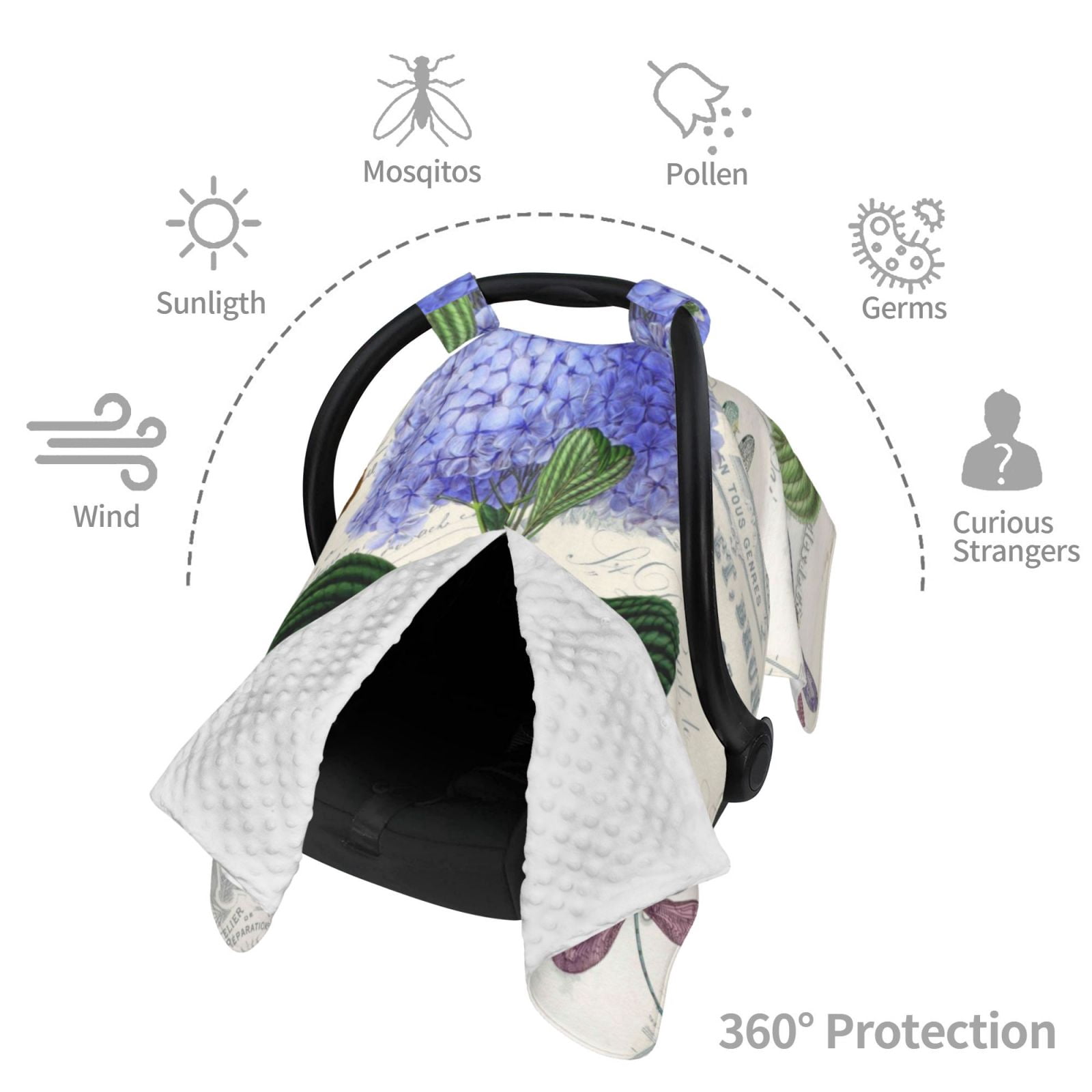 Car Seat Cover Baby - Vintage Flower Breathable Infant Car Seat Cover for Baby Carseat, Lightweight Comfort Baby Essentials Must Haves Newborn Stuff for Girl Boy