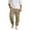 Khaki, variant on Casual Cargo Pants, Solid Color Multi-Pocket Work Trousers, Relaxed Fit Drawstring Cotton Stretch for Outdoor Daily Wear and Hiking