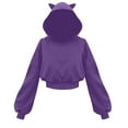 thumbnail image 2 of VEKDONE Women's Plus Size Cropped Hoodies Cute Cat Ear Hooded Sweatshirt Solid Long Sleeve Crop Pullover Tops Fall Fashion Sweatshirts, 2 of 6