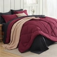 thumbnail image 1 of Juego de edredón Bedsure Queen reversible borgoña/negro, 7 piezas, 1 of 7