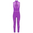 thumbnail image 3 of iiniim Kids Girls Shiny Full Body Unitard Rhinestone One Piece Leotard Sleeveless Gymnastics Dancewear Purple 12, 3 of 7