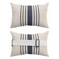 thumbnail image 2 of Pack of 2 Outdoor Lumbar Pillow Covers 11x16 Inch, Midnight Blue Striped Waterproof Throw Pillow Covers Set, Beige Geometric Modern Art Indoor&Outdoor Decorative Cushion Cases for Patio Porch Car, 2 of 7