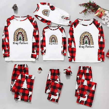 

Herrnalise Christmas Pajamas For Family Parent-child Warm Christmas Set Printed Home Wear Pajamas Two-piece Mom Set Matching Christmas Pjs For Family Red-Mom