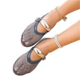 thumbnail image 3 of Domuza Fashion Casual Flat Shoes for Women Fishnet Detail Round Toe Breathable Shoes with Metal Buckle Gray 7.5（EU-39）, 3 of 6