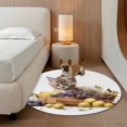 thumbnail image 4 of 6ft Washable Round Rug, Cute Cat Non-Slip Circle Area Rug for Living Room Bedroom, and Fruits Purple Grapes Indoor Floor Mat for Home Decor, 4 of 9