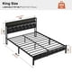 thumbnail image 3 of Marco de Cama GUNAITO King con Cabecero Almacenamiento Tapizado Plataforma Luces LED Puertos USB Negro, 3 of 5