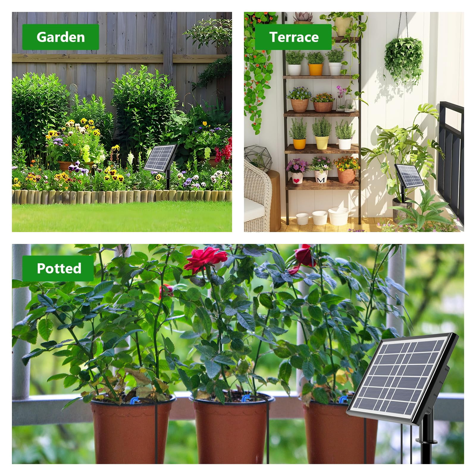 49FT Solar Drip Irrigation System Auto Watering Kit for 15 Pots, Solar-Powered Plant Watering Garden Irrigation System