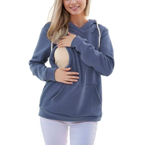 Women's Maternity Nursing Tops Hoodie Fleece Breastfeeding Shirts Clothes
