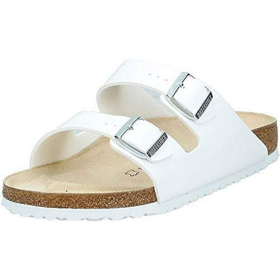BIRKENSTOCK Unisex Arizona Leather Sandal, White Birko Flor, 45 R EU