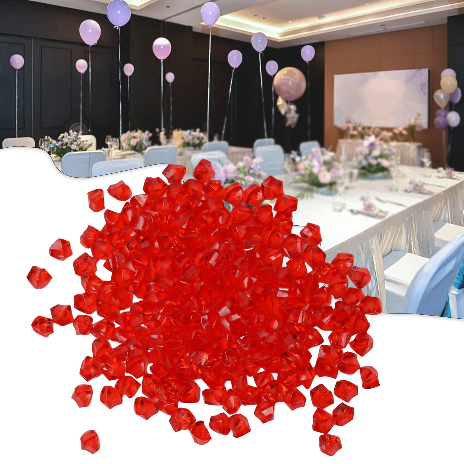 200 Pcs Red Acrylic Stones Plastic Gem Stone Crystal Diamonds Ice Rocks Table Scatter Vase Fish Tank DIY Crafts Bead Decoration