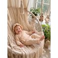 thumbnail image 6 of RUINIXCW Newborn Baby Girl Hospital Going Home Outfit Baby Girls Spring Fall Clothes Ruffle Trim Long Sleeve Wrapped Tie Romper Jumpsuit and Hat Set, 6 of 9
