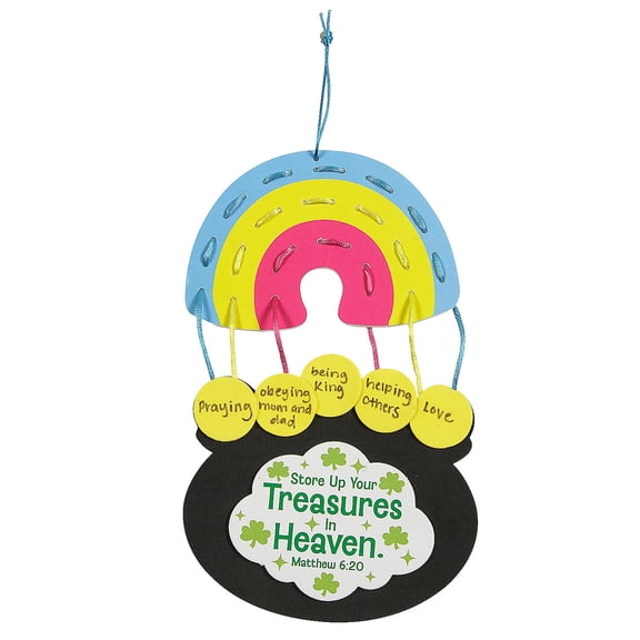 Fun Express 9" Religious St. Patrick’s Day Treasures in Heaven Lacing Craft Kit - Makes 12