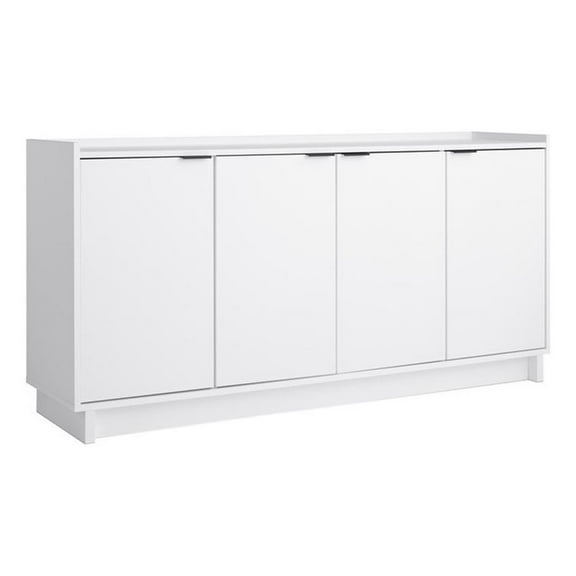 Pemberly Row Contemporary Engineered Wood 4-Door console in White