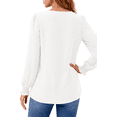 thumbnail image 5 of Fantaslook Blouses for Women Lace V Neck Long Sleeve Blouse Pleated Chiffon Pom Pom Shirt Dressy Casual Fall Tops, 5 of 10