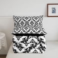 thumbnail image 5 of jejeloiu High-Contrast Damask Queen Comforter Set,Bold Pattern Comforter Sets Queen For Adults,Black White,Black Reversible,3pcs,1 Comforter and 2 Pillowcases, 5 of 7