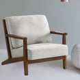 thumbnail image 1 of Silla decorativa moderna,Silla decorativa moderna para sala de estar,dormitorio,oficina,silla de madera con brazos Sillón Mid Century,Silla de lectura elegante tapizada en lino de Gris claro, 1 of 8