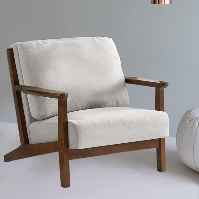 Silla decorativa moderna,Silla decorativa moderna para sala de estar,dormitorio,oficina,silla de madera con brazos Sillón Mid Century,Silla de lectura elegante tapizada en lino de Gris claro