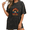 Black-2, variant on Women fun Best Cat Dad Ever USA Flag Sunglasses Cat Graphic Tees T-Shirt Tops Round Neck Washed Cotton T-Shirt Black S-2XL Plus Size
