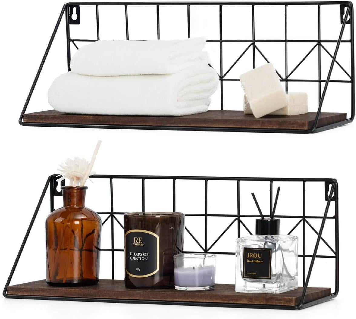 Small Rustic Floating Shelves Wooden Wall Floating Shelves for Living Room, Bedroom, Bathroom