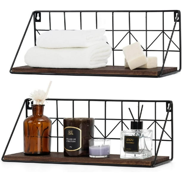 Small Rustic Floating Shelves Wooden Wall Floating Shelves for Living Room, Bedroom, Bathroom