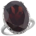 thumbnail image 1 of 14K White Gold Natural Garnet Ring Large Oval 18x13mm Diamond Halo, size 5.5, 1 of 4