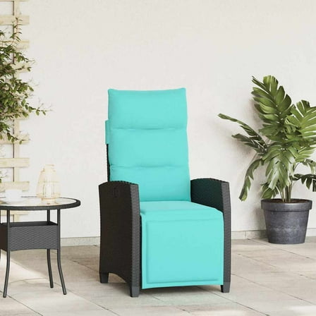 vidaXL Reclining Patio Chair with Side Table Black Poly Rattan