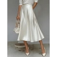thumbnail image 3 of Lopecy-Sta Midi Skirt for Women High Waisted Satin Elegant A-Line Flowy Silk-Like Skirt with Pockets Formal Casual Skirt, 3 of 7