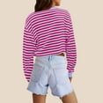 thumbnail image 4 of Kaemgyyd Women's Casual Sweatshirts Loose Long Sleeve Striped Cropped Pullover Lightweight Top Fall Trendy Clothing, 4 of 4