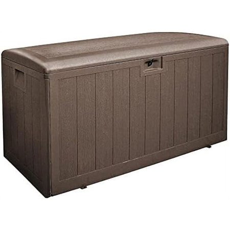 130-Gallon Weather-Resistant Resin Outdoor Patio Storage Deck Box With Soft-Close Lid, Java