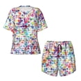 thumbnail image 4 of Picia Colorful Watercolor Dots Pajamas Sets for Women Soft Short-Sleeved Pjs with Lounge Shorts Two Piece Sleepwear-X-Large, 4 of 9