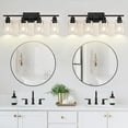 thumbnail image 6 of 4-Light Bathroom Light Fixtures, Matte Black Modern Vanity Lights with Clear Glass Shades, Bathroom Wall Lamp for Mirror Living Room Cabinet Bedroom Porch, 6 of 7