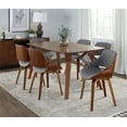 thumbnail image 4 of Folia Fabrizzi 7-Piece Dining Set: Walnut Wood Table & Grey Fabric Chairs, Mid-Century Modern, 63" Indoor Kitchen Set. Stylish, comfortable seating for dining room or break room., 4 of 6