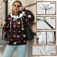 thumbnail image 6 of SCRAWLGOD Hearts Women Hooded Zip Up Sweaters for Women Trendy Clothes Fall Long Sleeve Women Oversized Jacket Size XL Soft Ladies Light Weight Sweater, 6 of 7
