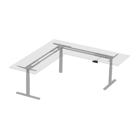 Monoprice Triple Motor Height Adjustable Sit-Stand Corner Desk Frame - Gray, 3 Leg Corner, L Shaped Table Base, Programmable Memory Settings