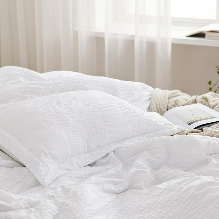 Bedsure Full/Queen Comforter Sets, 7 Pieces Bed in a Bag - Stripes  Seersucker Bedding Set with Comforter, Flat Sheet, Fitted Sheet, Pillow  Shams