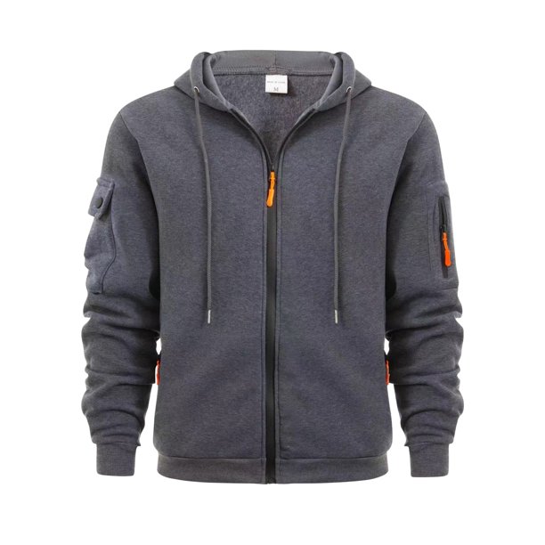 Men's Sweatshirt Hoodie Zipper Arm Pocket Cardigan Men's Sports Large Size Casual Hoodie XL