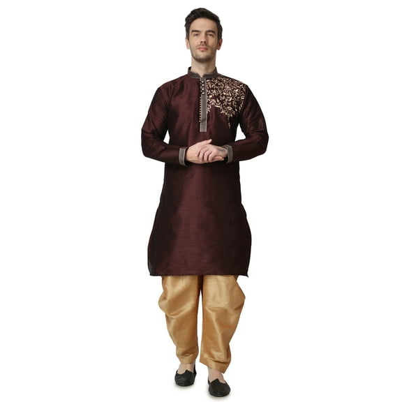 Royal Kurta Mens Silk Patchwork Kurta Salwar Set