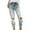Light blue, variant on Clearance LYXSSBYX Womens Plus Size Capri Pants Clearance Fashion Women Pockets Button Mid Waist Skinny Ripped Jeans Trousers Hole Denim Pants