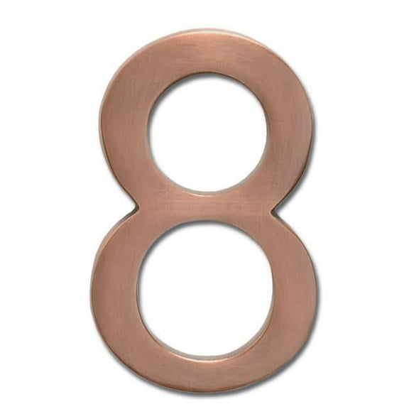 3582AC Number 8 Solid Cast Brass 4 inch Floating House Number Antique Copper ''8''