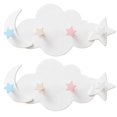 thumbnail image 1 of 2pcs Lovely Cloud Moon Star Shaped Hooks Adhesive Wall Hangers Wall Racks (White), 1 of 3