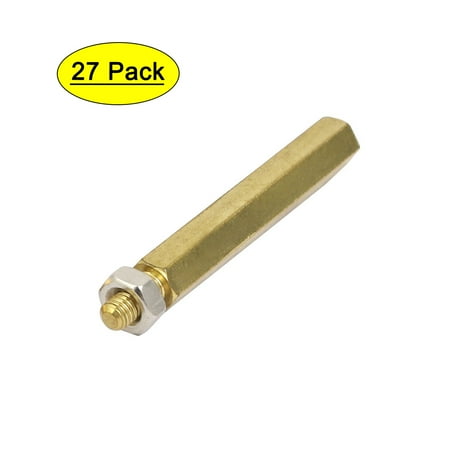 

M3x6mm Male to M3x30mm Female Thread Brass Hex Hexagonal Standoff Spacer 27pcs