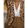thumbnail image 3 of VIWORLD Women's Notch Lapel Long Sleeve Button Leopard Print Blazer Slim Fit for Office & Night Out Khaki，M, 3 of 3
