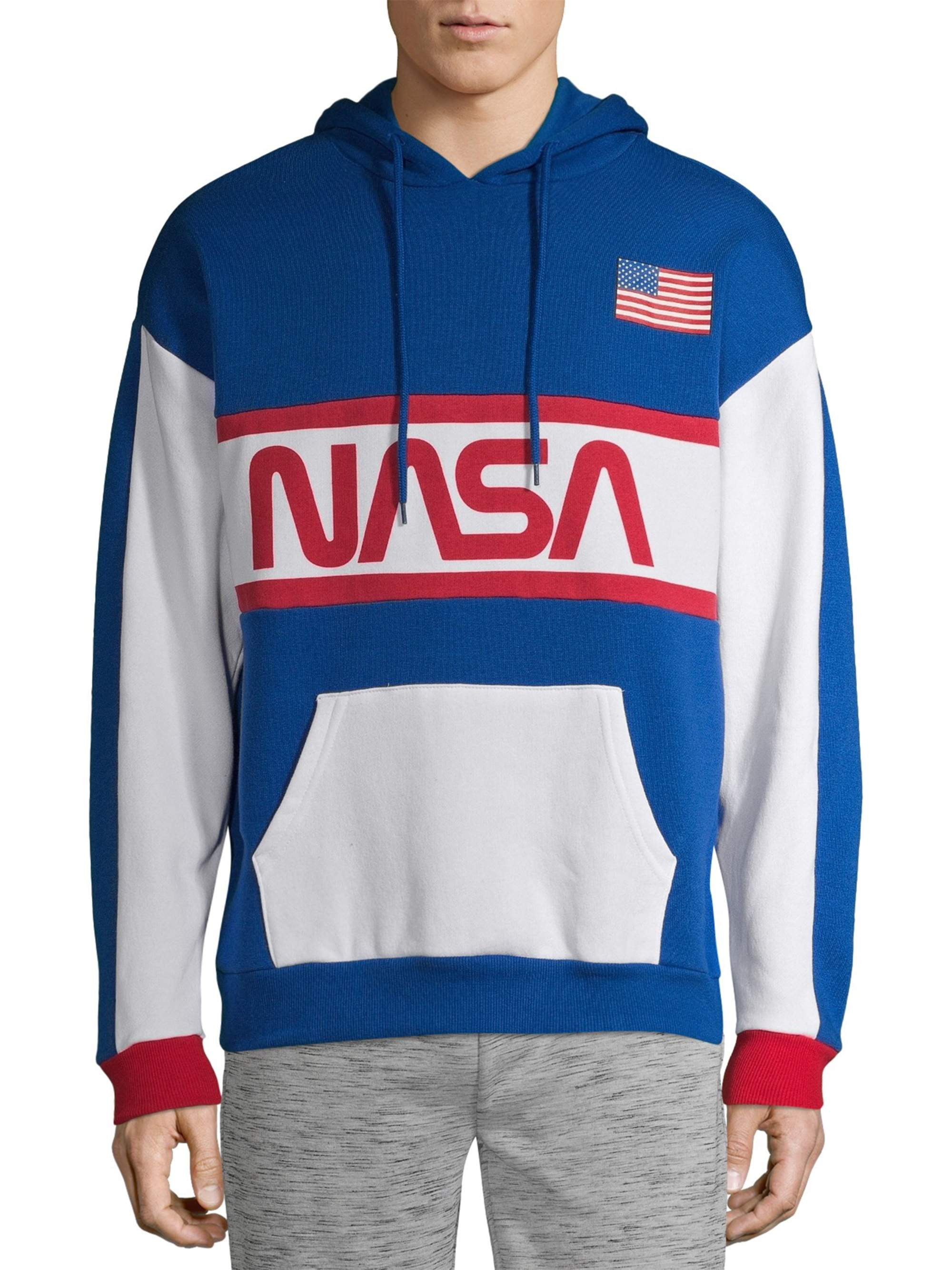 Vergonzoso teléfono Tamano relativo NASA American Flag Men's Colorblock Graphic Sweatshirt Hoodie - Walmart.com