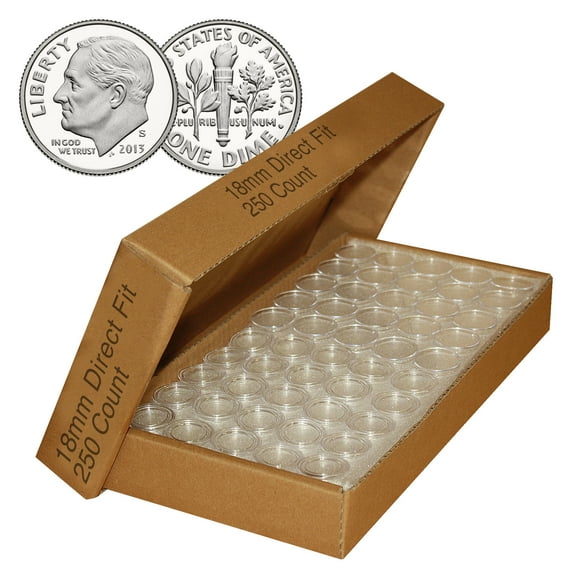 DIME Direct-Fit Airtight 18mm Coin Capsule Holders For DIMES (QTY: 250)