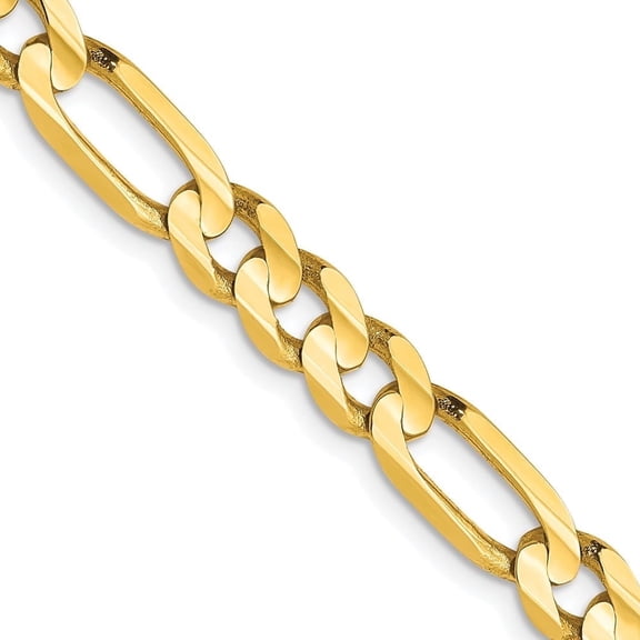 Auriga Fine Jewelry 10K Yellow Gold 5.25 mm Concave Figaro Chain Necklace for Men 26"