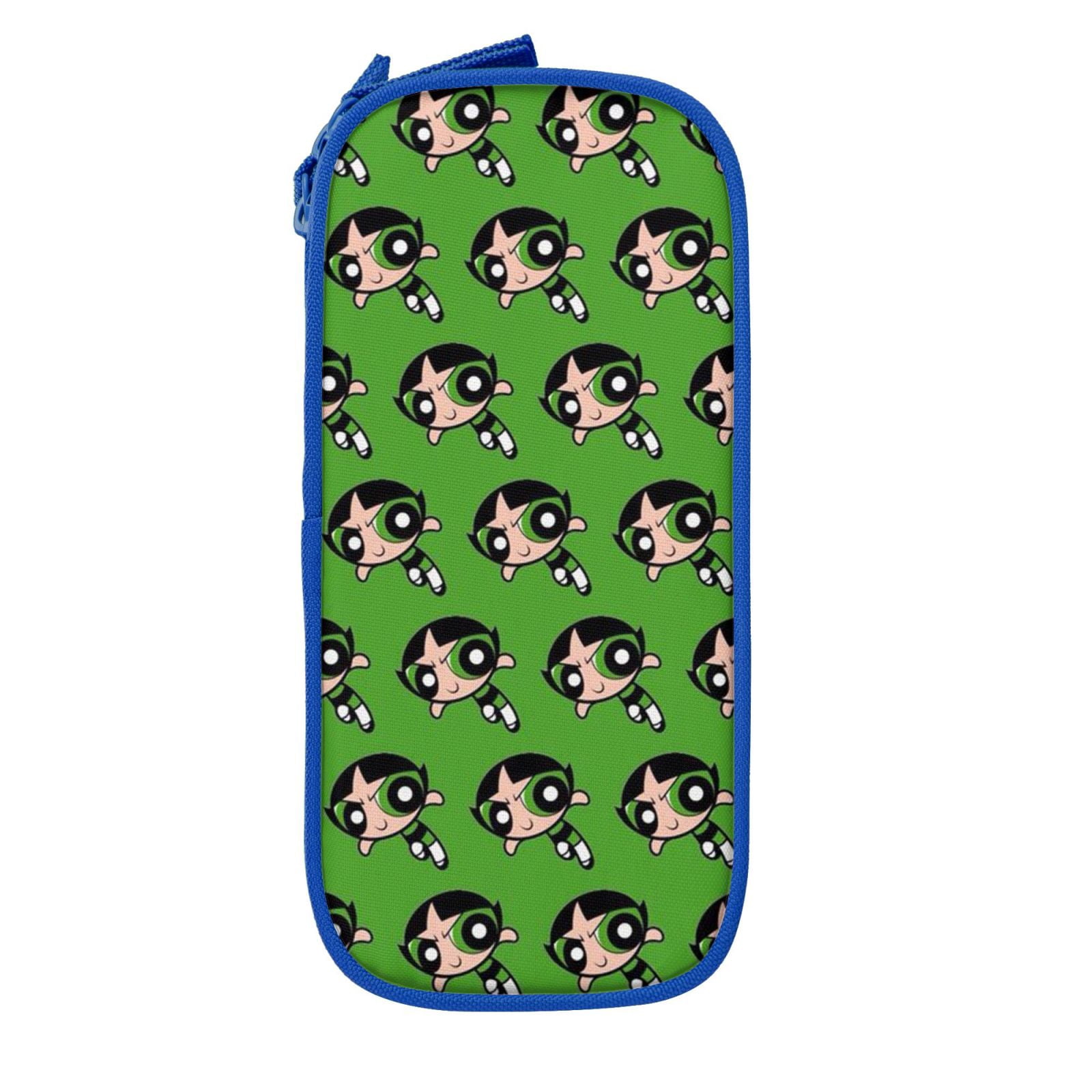 The Powerpuff Gi-rls Pencil Case Large Capacity Pencil Pouch Penbag Office Stationery Organizer Travel Makeup Bag Blue