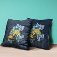 thumbnail image 4 of Amrita Sen Flamingo with Flower Throw Pillow in Blue Yellow 18x18, 4 of 5