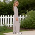 thumbnail image 6 of KVPLBQFD Girls 2 Piece Long Sleeve Fitted Basic Tees + Wide Leg Pant Outfits Kids Fall Fashion School Outfits Teens Y2k Sports Clothes 2026, 6 of 6